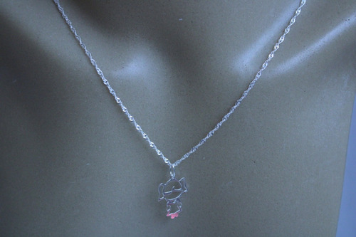 Imagem 4 de 9 de Corrente Cordão 45 Cm + Menina De Vestido Filha Prata 925