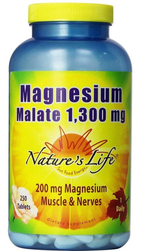 Magnésio Malato 1300 Mg 250 Tablets Nature's Life - Imp Eua Sabor Without flavor
