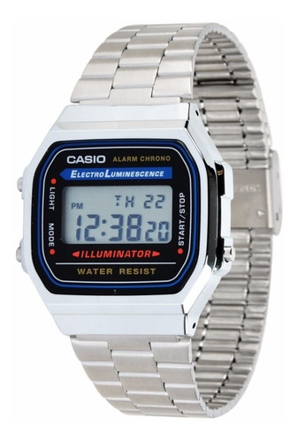 Reloj Casio  A-168wa-1w Digital Unisex Plateado