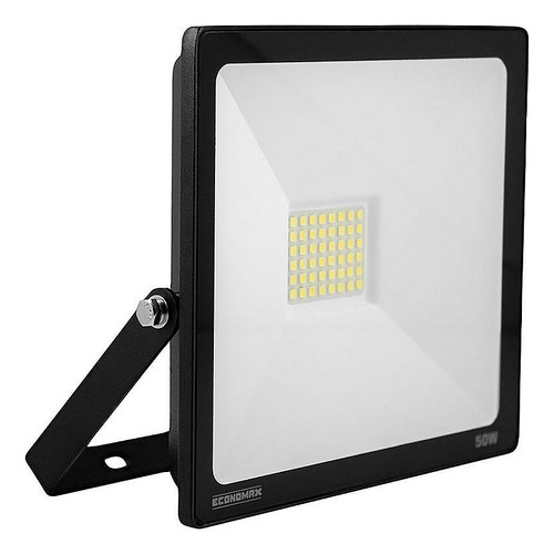 Refletor De Led Slim 50w Branco Frio Bivolt Economax Kian Cor da carcaça Preto Cor da luz Branco-frio 110V/220V