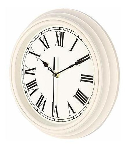 Lafocuse Reloj De Pared Blanco Marfil Tradicional Clásico Nú
