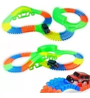 Magic Cars Tracks Pista Flexible 151 Pzs Con Auto Luces Led