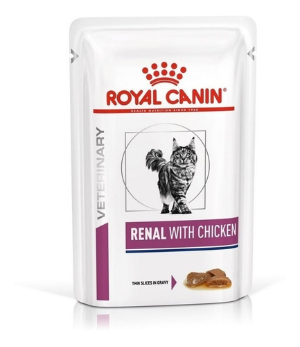 Imagem 1 de 1 de Alimento Royal Canin Veterinary Diet Feline Renal para gato adulto sabor frango em saco de 85g