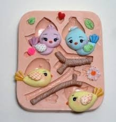 Molde De Silicone Passarinhos Biscuit Pasta Americana
