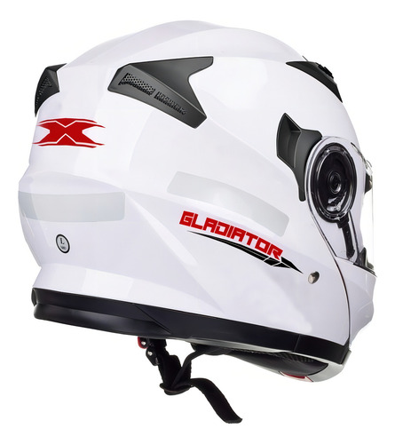 Capacete Fechado Texx Escamoteável Robocop Articulado Gladiator Com Queixeira Móvel Viseira Solar Interna Antirrisco Antiembaçamento E Com Bavete E Narigueira Removível Cor Branco Tamanho 60
