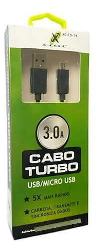 Cabo Usb Carregador Turbo 3.0a Micro Usb 25w 2 Metros X-cell