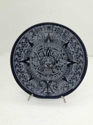 Calendario Azteca En Obsidiana Espejo 15 Cm Grabado Tonatiuh