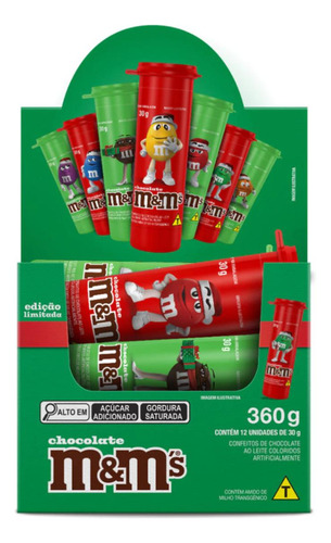 Kit 12 M&ms Tema Especial De Natal Chocolate Ao Leite 30g