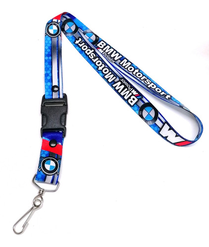 Cinta Lanyards Para Llaves Bmw Azul Letras Blancas, Logo Med