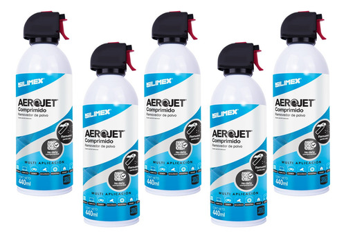 Kit 5 Piezas Aire Comprimido 440ml Limpieza Mantenimiento Pc