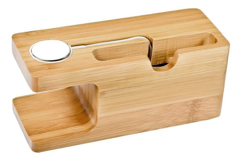 Base Dock Carga Madera Para Iphone Y Apple Watch