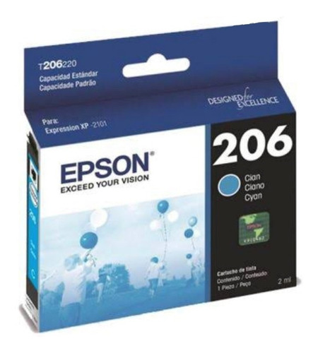 Cartucho De Tinta Epson 206 Para Impresora Xp-2101 Cyan