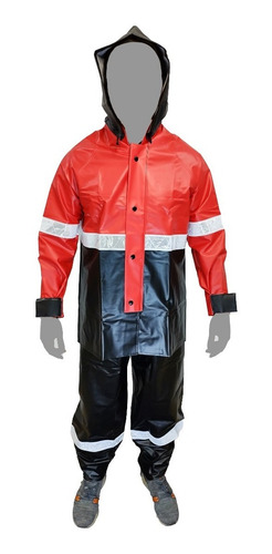 Imagen 2 de 4 de Impermeable Rojo Para Motociclista C/reflejantes Impermexa-