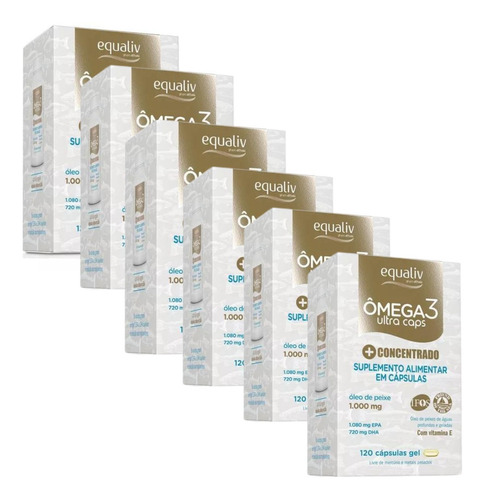 Ômega 3 Ultra Caps Equaliv 1000mg 120 Caps Kit 6 Unidades Sabor Sem sabor