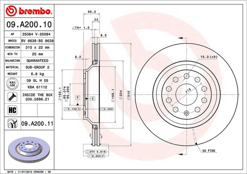 Disco Brembo Seat Leon St 2.0 Cupra 2017 A 2019 Tra Pza