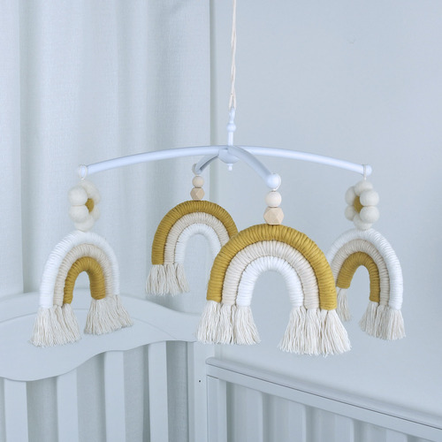 Colgante Móvil De Macramé Con Borlas Y Arcoíris Para Cuna De