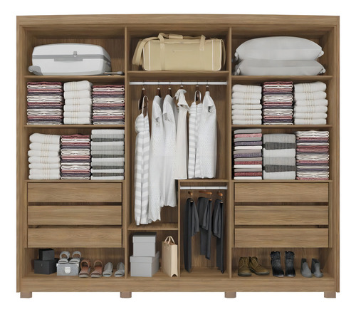 Roupeiro Kappesberg Cb03n566-ngmc 6p 6g 235x269x56cm Cor NOGUEIRA/MACADAMIA