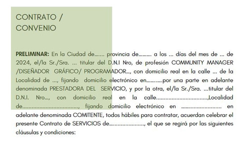 Contrato / Convenio - Archivo Editable 