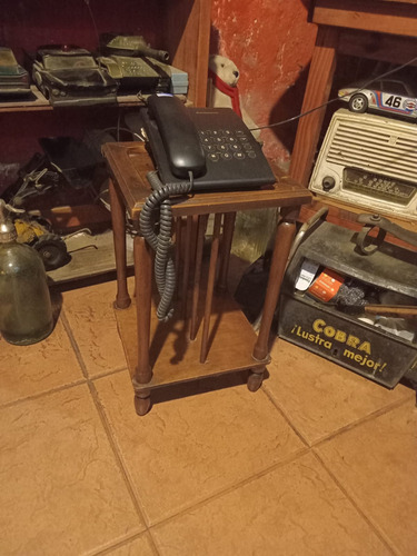 Antigua Mesita Auxiliar Telefono (madera Roble) (Usado)