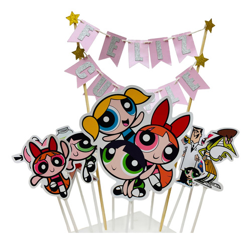 Cake Topper Chicas Super Poderosas +10 Mini Toppers Cupcake Rosa Chicas Super Poderosas Chicas Superpoderosas