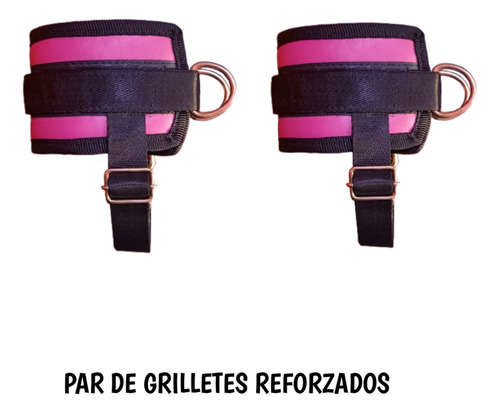 Grilletes Reforzados Gym Tobilleras Ajustables Par Rosa Chicle