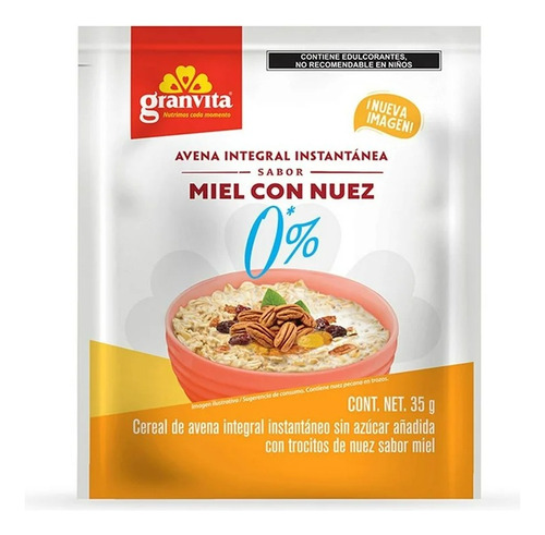 2 Pza Avena Integral Granvita Instantánea Sabor Miel Con Nue