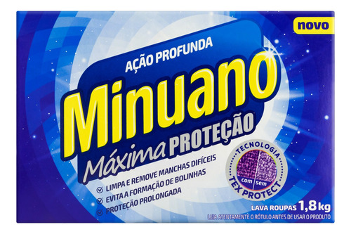Lava-Roupas Pó Minuano Ação Profunda Máxima Proteção Caixa 1,8kg