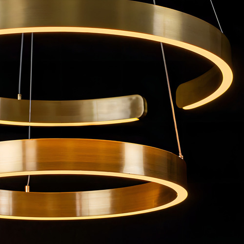 Pendente Lustre 2 Anéis Ring Arco Dourado Led 80w St2123 127/220V