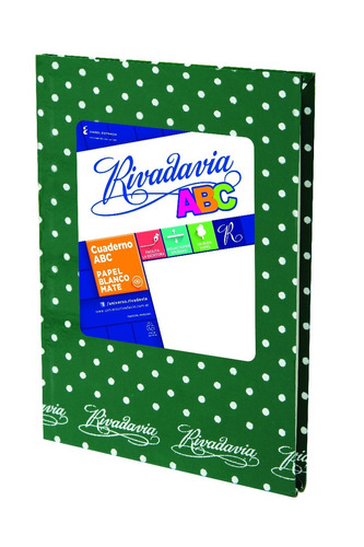 Cuaderno Rivadavia Abc Tapa Dura X98 Hj Rayado Lunares Verde