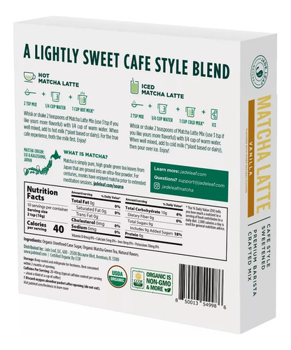 Jade Leaf Te Verde Matcha Latte Vanilla Japanese - 100 Gr