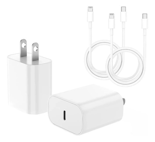 2 Pack 20w Cargador Carga Rapida Para iPhone 14 Tipo C Cable