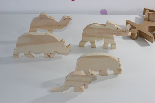 Imagen 4 de 4 de Apilar Madera Ludico Figuras Selva