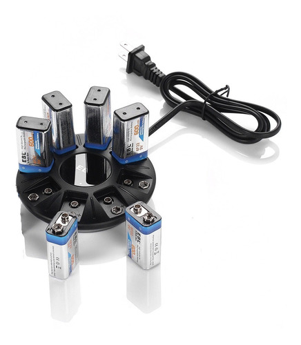 6 X Ebl 600mah 9v 6f22 Pilas Recargables + Cargador De Bater