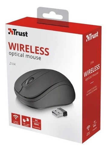 Mouse Inalambrico Trust Ziva Compacto Wireless 3 Botones Color Negro