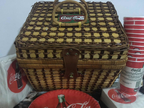 Cesta De Picnic Original De Coca Cola Con Sus Accesorios
