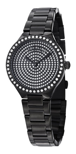 Reloj Mujer Stuhrling 683.02 Cuarzo Pulso Negro En Acero