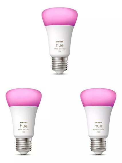 Pack X 3 Philips Hue Lampara Led E27 Color 9w 1100 Lm