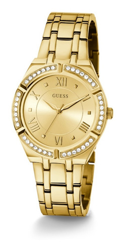 Reloj de pulsera Guess GW0033L2 de cuerpo color dorado, relojes de pulsera analógicos, para mujer, fondo dorado, con correa de acero inoxidable color dorado, bisel color dorado