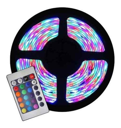 Cinta LED RGB 5050, rollo de 5 m, 300 LED, resistente al agua y control (bivolt)