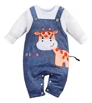 Comprar Mamelucos De Girafa Manga Larga Denim Stripe Para Bebé Niño