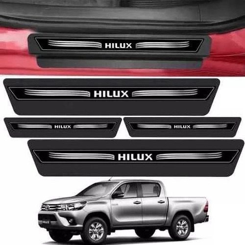 Kit 8 Peças Adesivo Soleira Porta Hilux 2005 Á 2018 - Preto