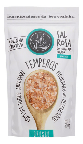 Sal rosa do himalaia grosso BR Spices Fine Salt em pouch sem glúten 500 g 