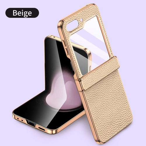 Funda De Piel Para Samsung Galaxy Z Flip6 Flip5 Flip 6 5 Zflip5, Funda Protectora De Bisagra De Lujo Con Vidrio Templado