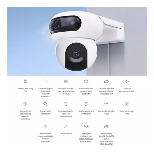 Pack X4 Cámara Domo Wifi H90 2k Doble Lente Motorizada Ezviz Blanco