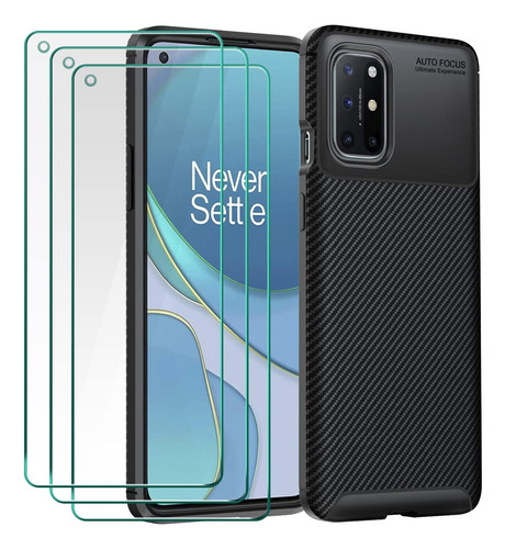 Funda Tpu Fibra Carbono Para Oneplus 9r/oneplus 8t + 3 Mica