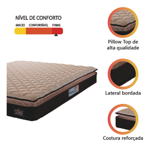 Colchão espuma D33 Pillow top Millenium bege queen marrom Hellen