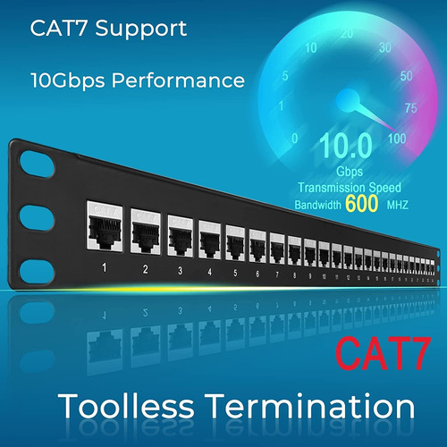 Panel Cat7 De 24 Puertos Con Soporte Keystone 10g En ...