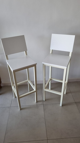 Taburete De Metal Y Madera Blanco X2