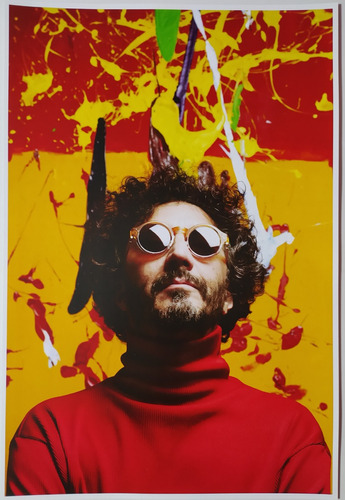 Poster Fito Paez Fondo Pintura Rojo Lamina Laser Rock