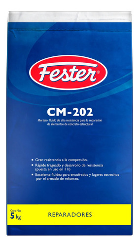 Mortero Reparador Grado Estructural Fester Cm-202 Saco 5/kgs